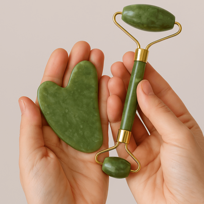 Kit Gua Sha & Roller en Jade Naturel – Révélez votre éclat naturel